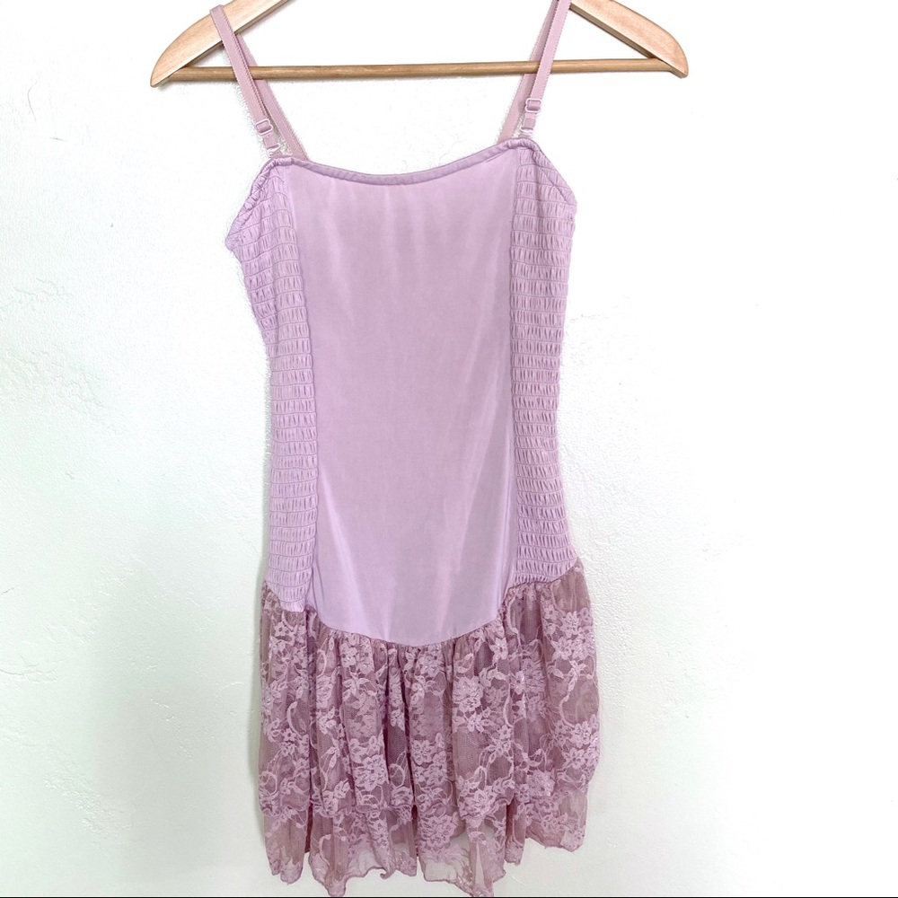 Intimately Free People Pink Lace Ruffle Slip Dress